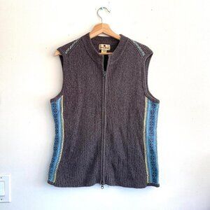 WOOLRICH GREY BLUE KNIT SWEATER ZIP UP VEST WOMENS SIZE LARGE